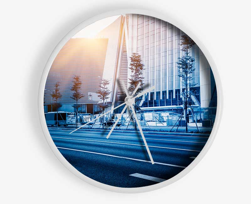 Blue city sunglare Clock - Wallart-Direct UK