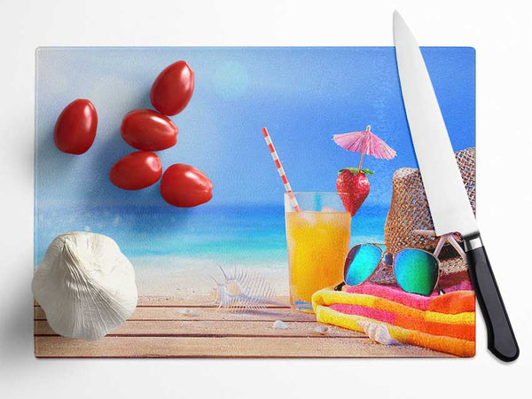 Relax by the beach Glass Chopping Board