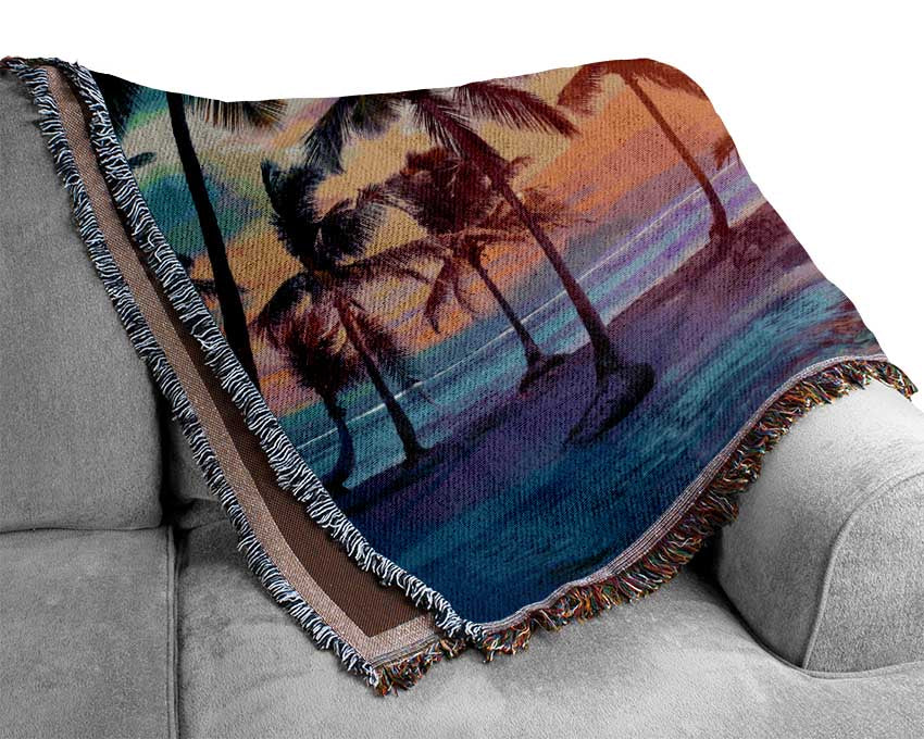 Hawaii Sunset sea Woven Blanket