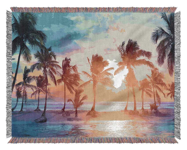 Hawaii Sunset sea Woven Blanket