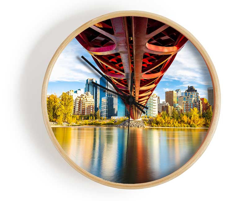 Bridge over the water city view Clock - Wallart-Direct UK