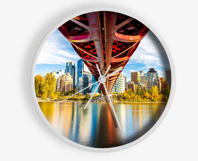 Bridge over the water city view Clock - Wallart-Direct UK