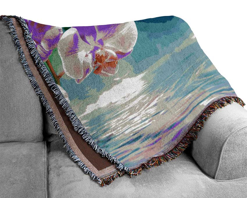 Pink orchid droplet Woven Blanket