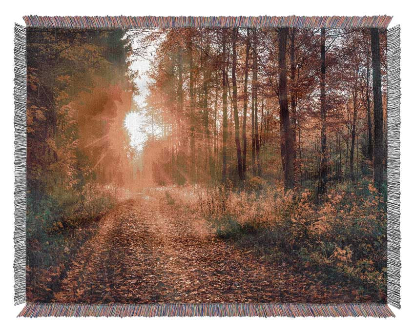 Woodland Walk In the Autumn Woven Blanket
