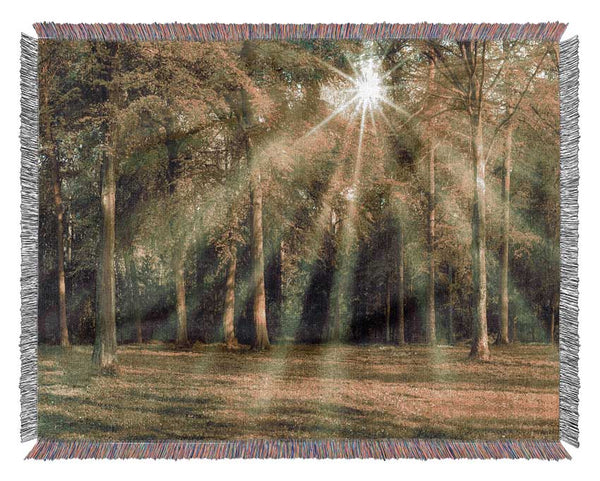 Green Woodland Scene Sunglare Woven Blanket