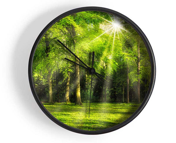Green Woodland Scene Sunglare Clock - Wallart-Direct UK