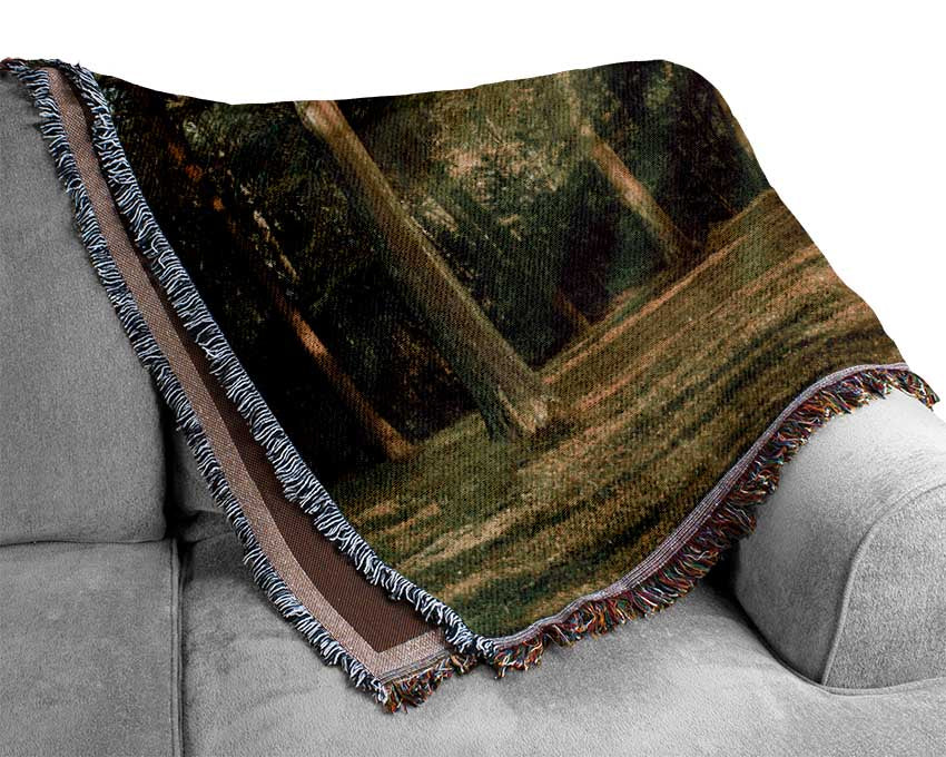 Green Woodland Scene Sunglare Woven Blanket