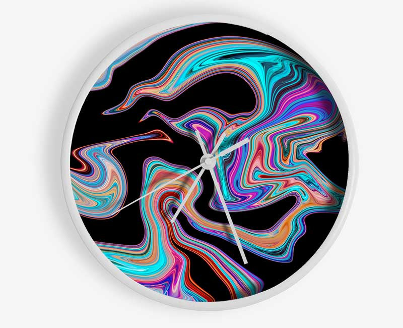 Neon Paints on black Clock - Wallart-Direct UK