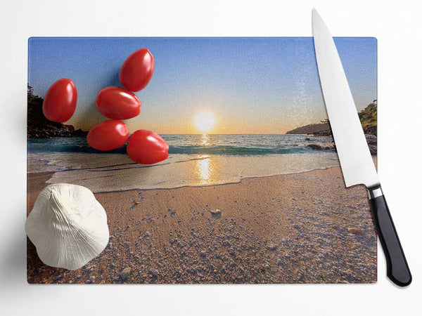 Sunrise on the cove Glass Chopping Board