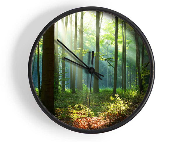 Woodland Blues and greens Clock - Wallart-Direct UK