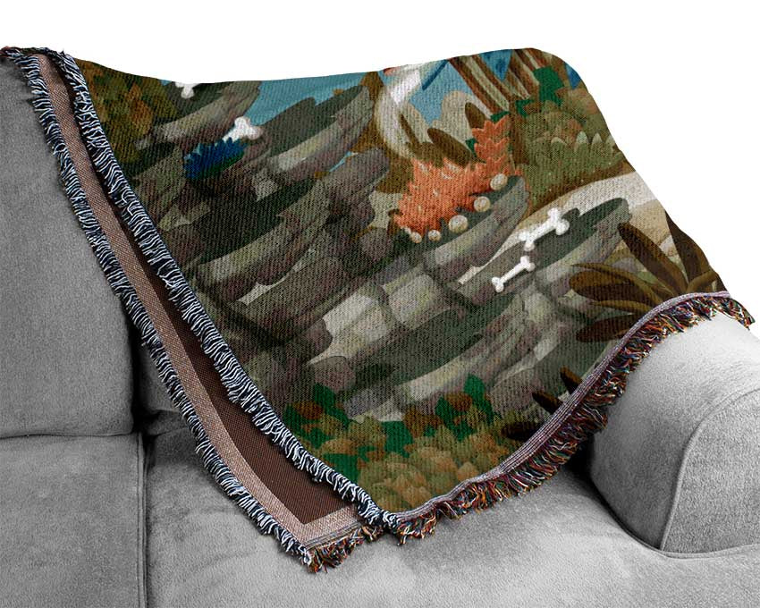 Mammoth and dinosaur Woven Blanket