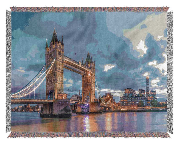 London Bridge at night Woven Blanket