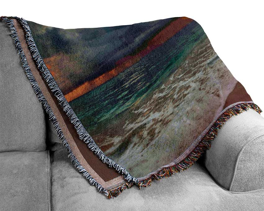 Grey Clouds on the beach Woven Blanket