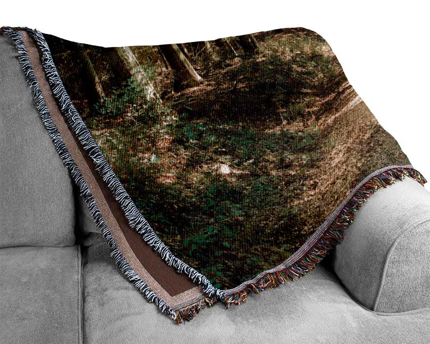 Green Forest Walkway trail Woven Blanket