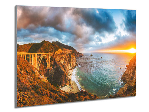 Bridge over the cliffs and cove Metal Print