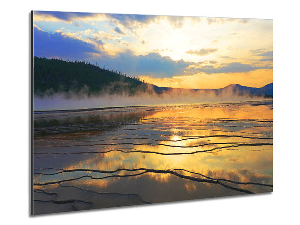 Frozen lake sunset Metal Print