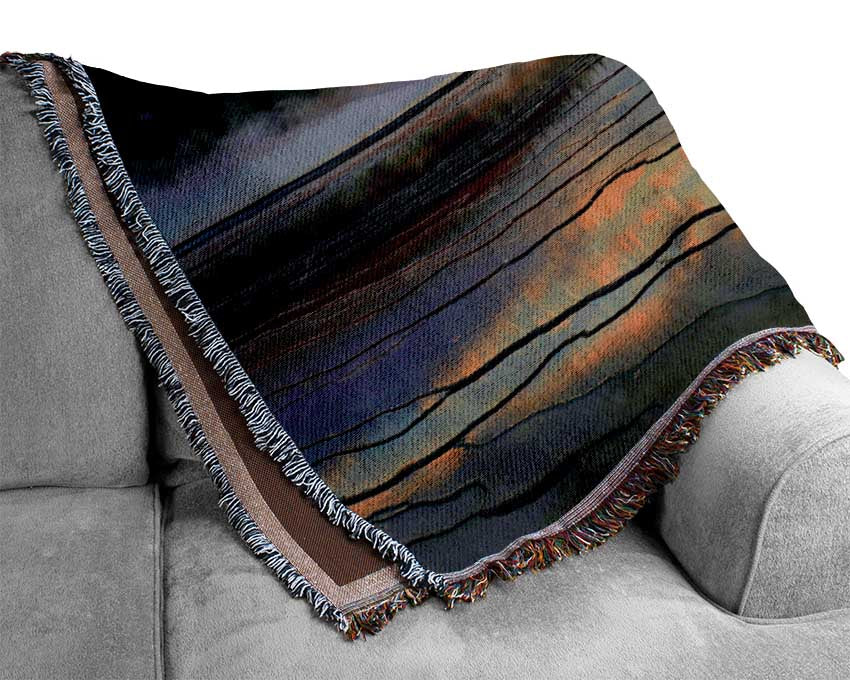 Frozen lake sunset Woven Blanket