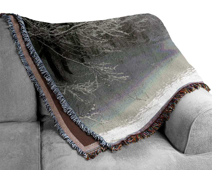 Grey snow forest Woven Blanket
