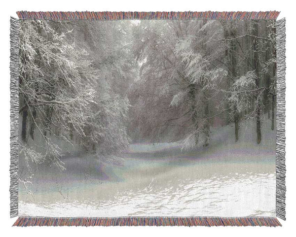 Grey snow forest Woven Blanket