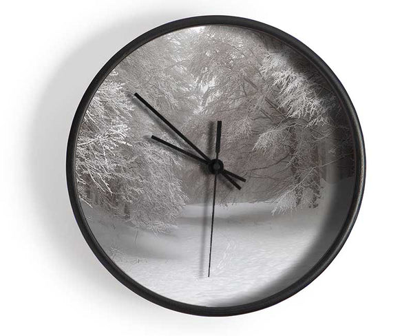 Grey snow forest Clock - Wallart-Direct UK