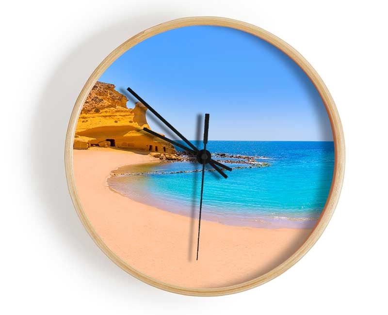 Beach cove blue seas Clock - Wallart-Direct UK