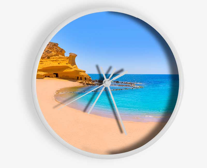Beach cove blue seas Clock - Wallart-Direct UK