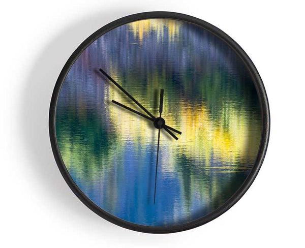 Green and blue reflections staggered Clock - Wallart-Direct UK