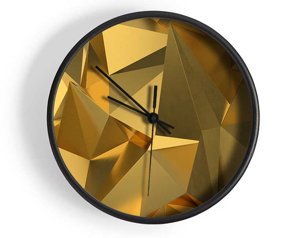 Gold Triangles closeup Clock - Wallart-Direct UK