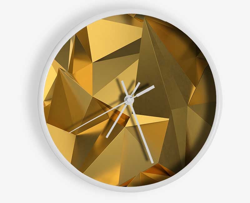 Gold Triangles closeup Clock - Wallart-Direct UK
