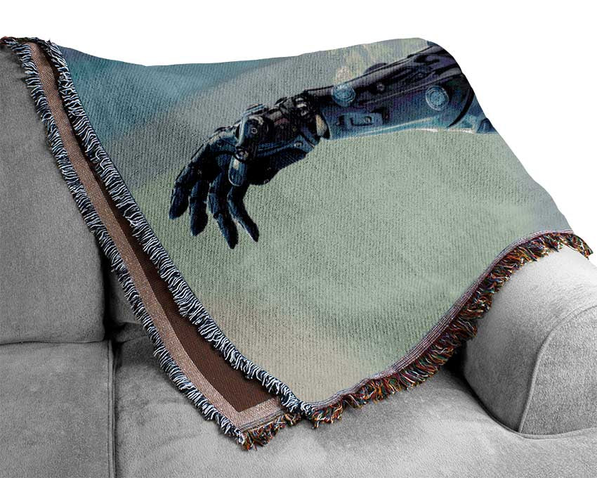 Robot suit smoking Woven Blanket