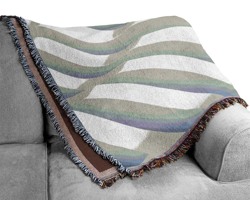Wavy shapes in white Woven Blanket