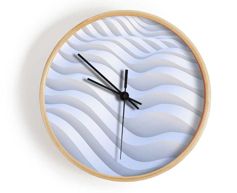 Wavy shapes in white Clock - Wallart-Direct UK