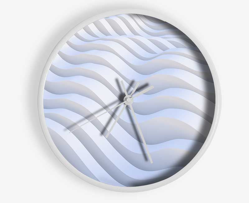 Wavy shapes in white Clock - Wallart-Direct UK