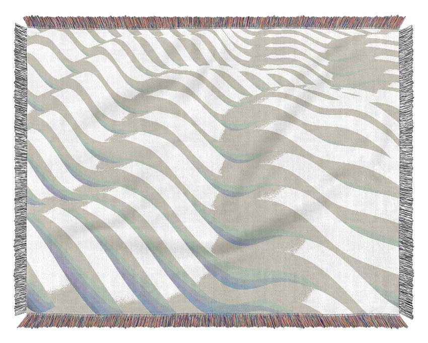 Wavy shapes in white Woven Blanket
