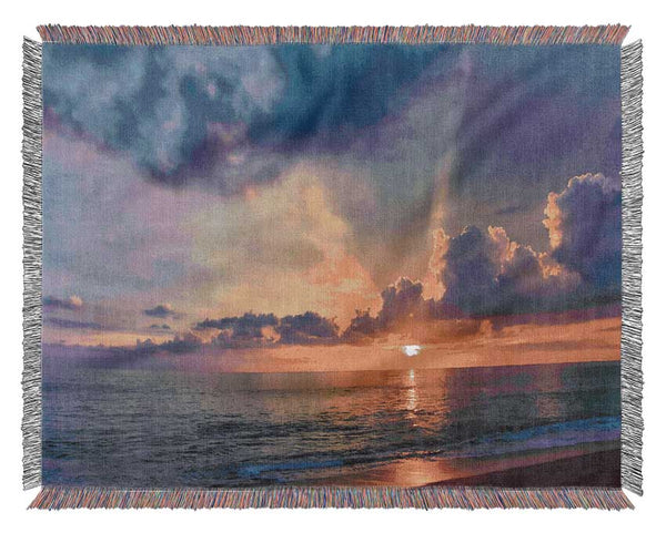 British sunset of the coast of frinton Woven Blanket
