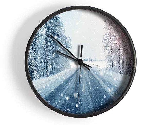 Icy British roads Clock - Wallart-Direct UK