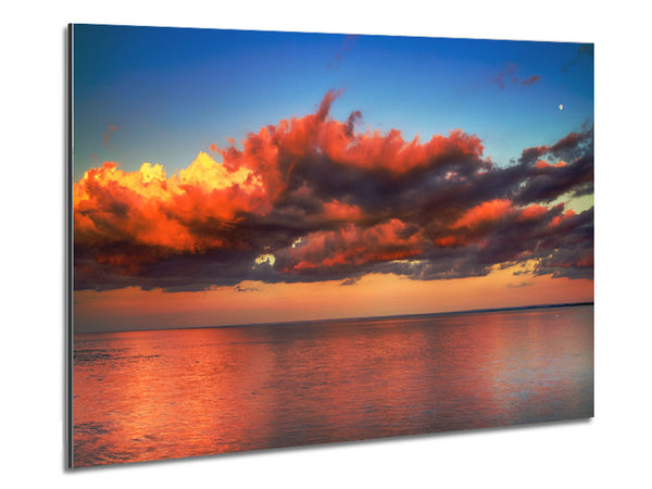Red glowing clouds above the sea Metal Print