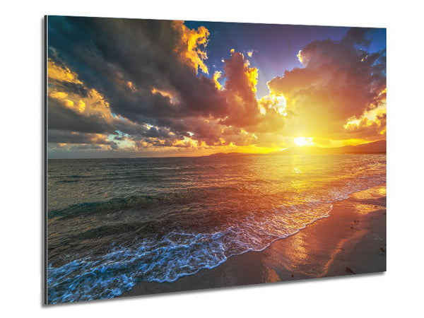 Sunset on the beach of essex Metal Print