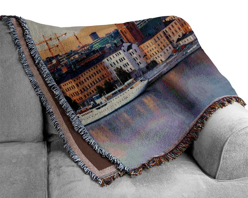 Stockholm city on the waterfront Woven Blanket