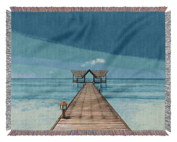 The bridge to the sea Woven Blanket