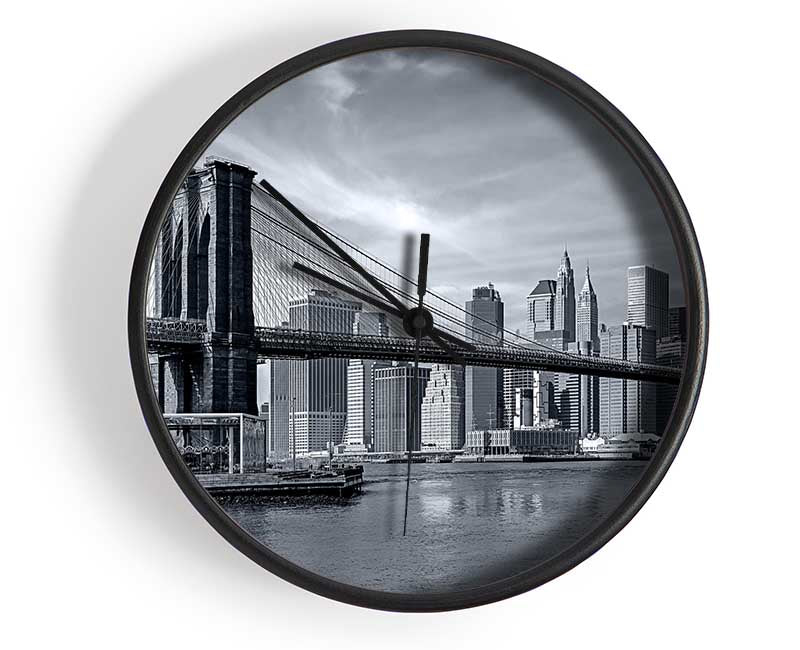 Black and white bridge over newyork Clock - Wallart-Direct UK