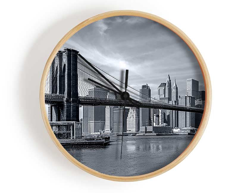 Black and white bridge over newyork Clock - Wallart-Direct UK