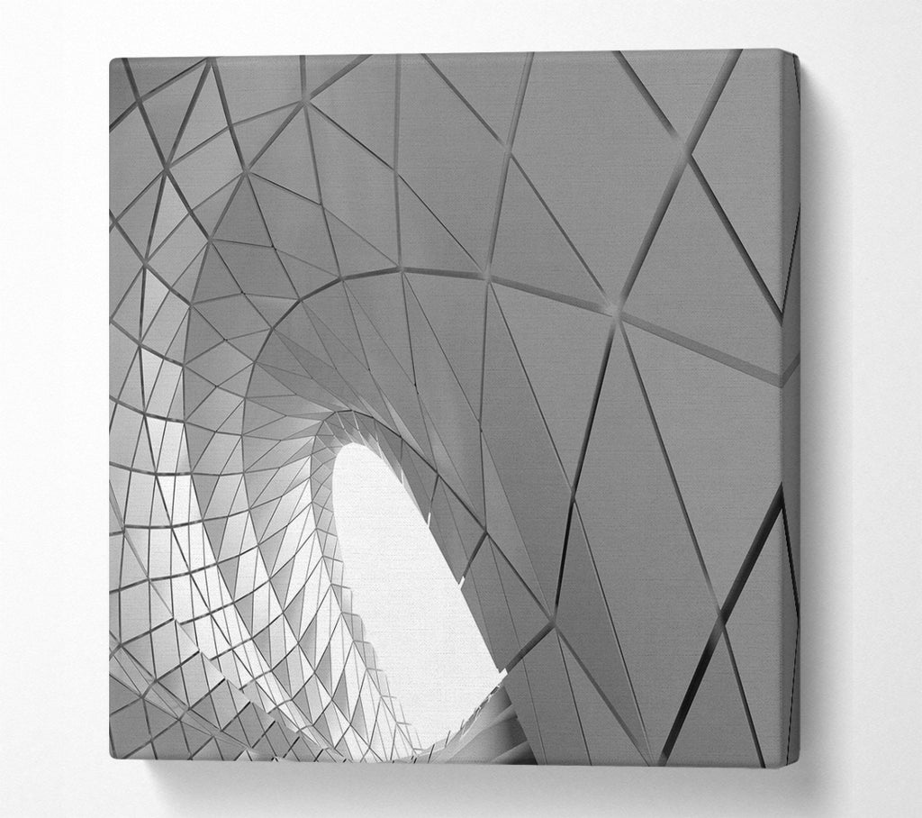 A Square Canvas Print Showing Swirl of geometric shapes on building Square Wall Art
