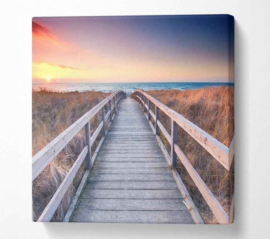 A Square Canvas Print Showing Brige to the coast Square Wall Art