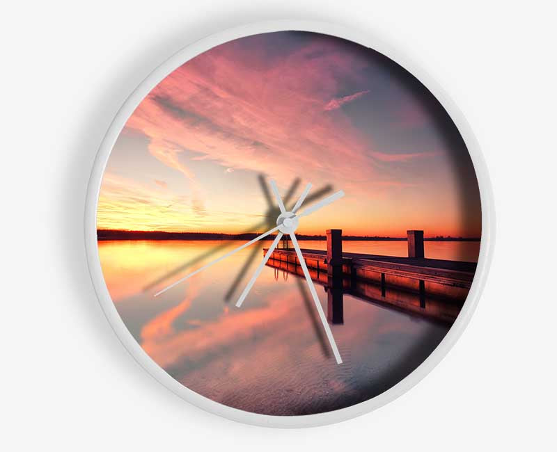Sunset off the jeti Clock - Wallart-Direct UK