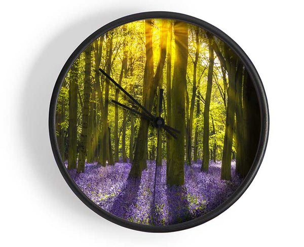 Purple flower greenland Clock - Wallart-Direct UK