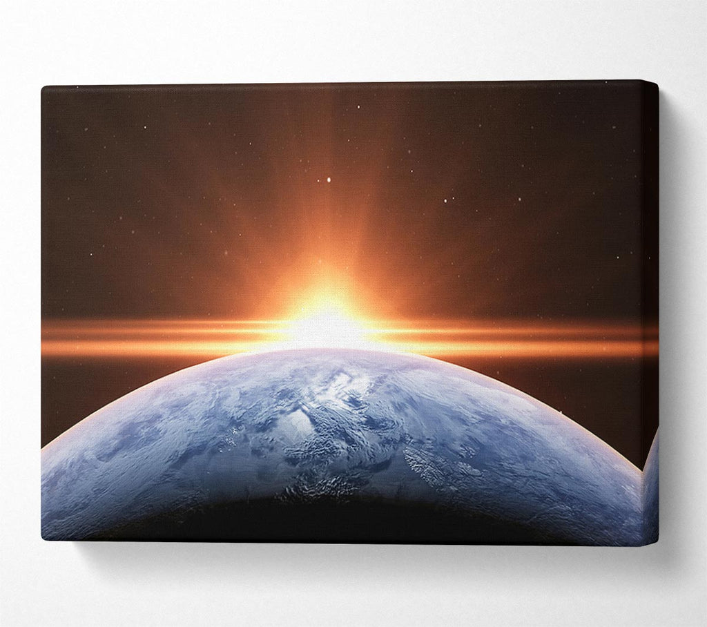 Picture of Sun peering over the earth Canvas Print Wall Art