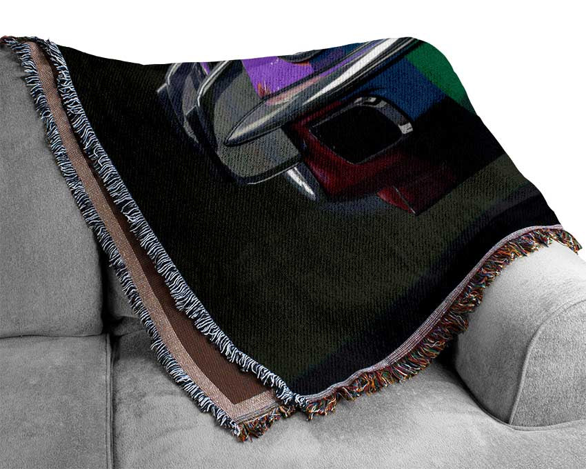 E type Jaguar rainbow stripes Woven Blanket