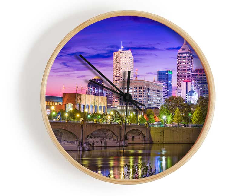 Bridge across the city at night Clock - Wallart-Direct UK