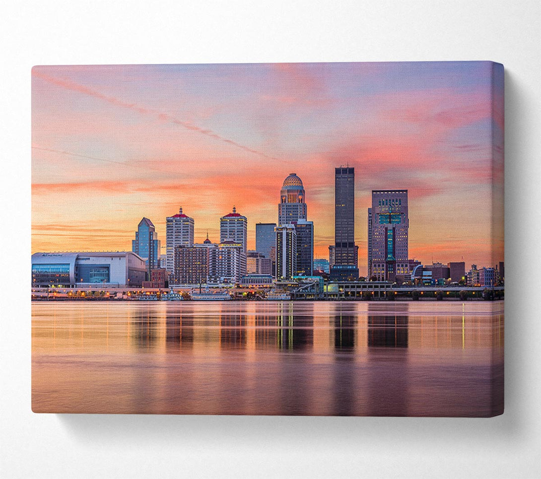 Picture of Orange sunset in the city shoreline Canvas Print Wall Art